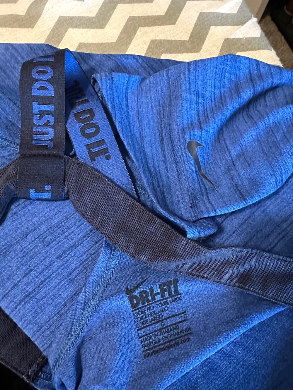 Nike royal  Blue Striped Racerback Tank with black Straps and black Swoosh